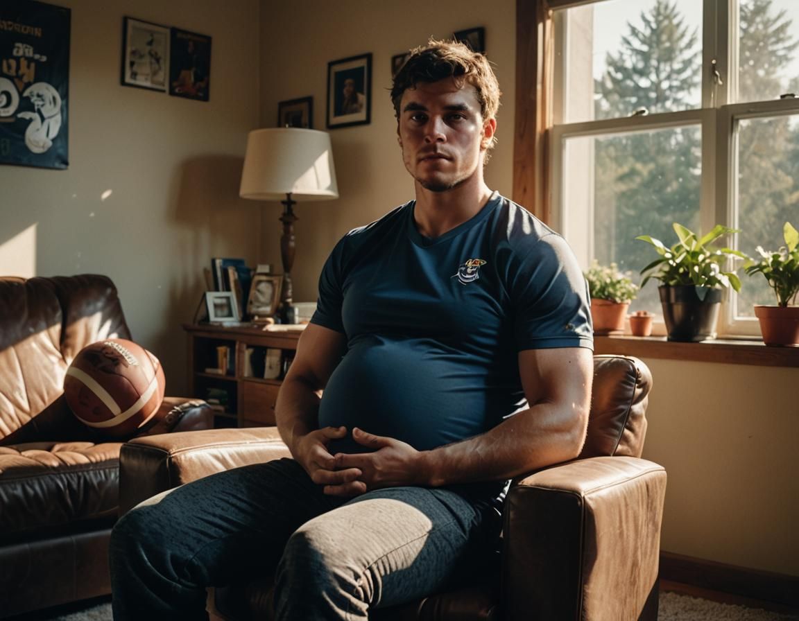 Pregnant Quarterback Resting at Home