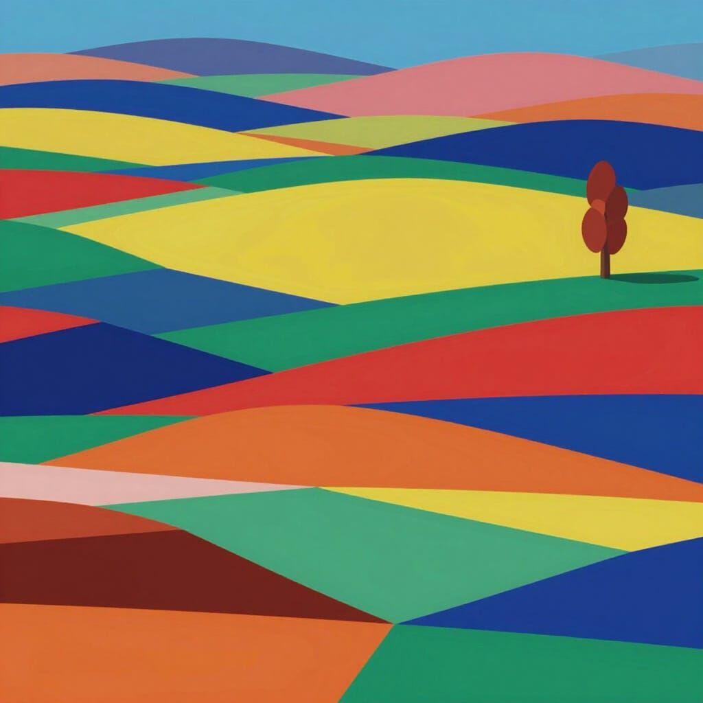 Surreal Landscape Blending 2D Animation and 3D Rendering Sty...