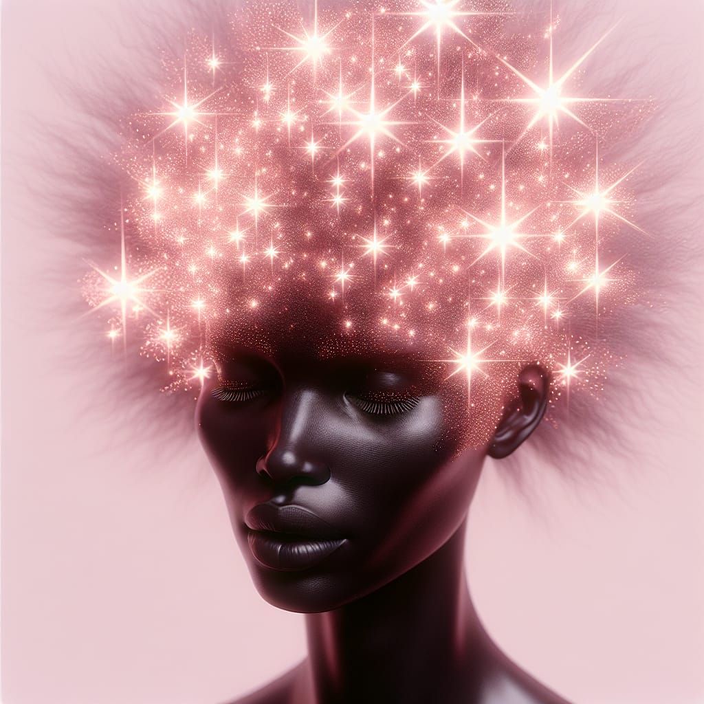 Surreal Starburst Portrait in Light Pink Tones