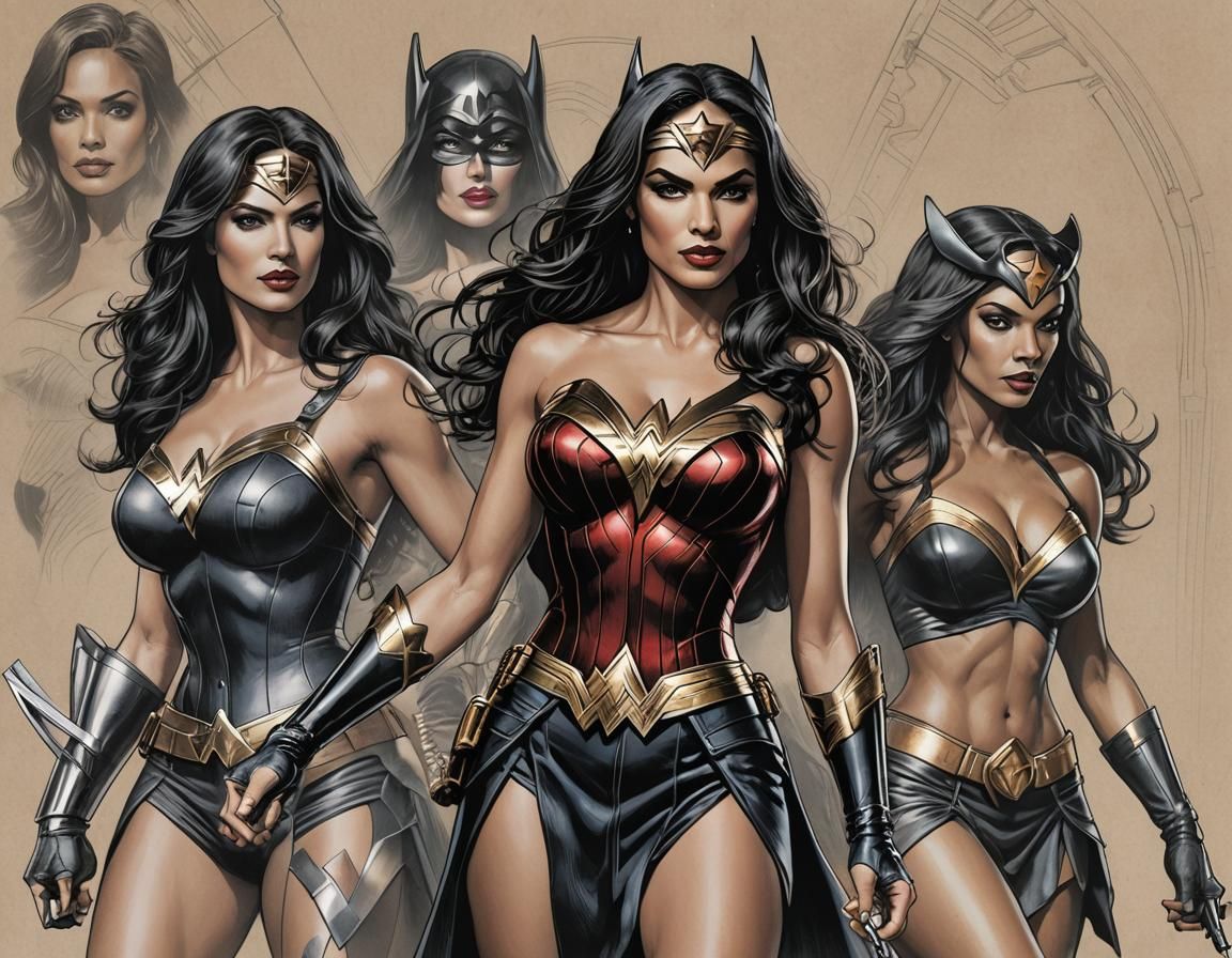 Wonder Woman and Supergirl in Colored Pencil Art