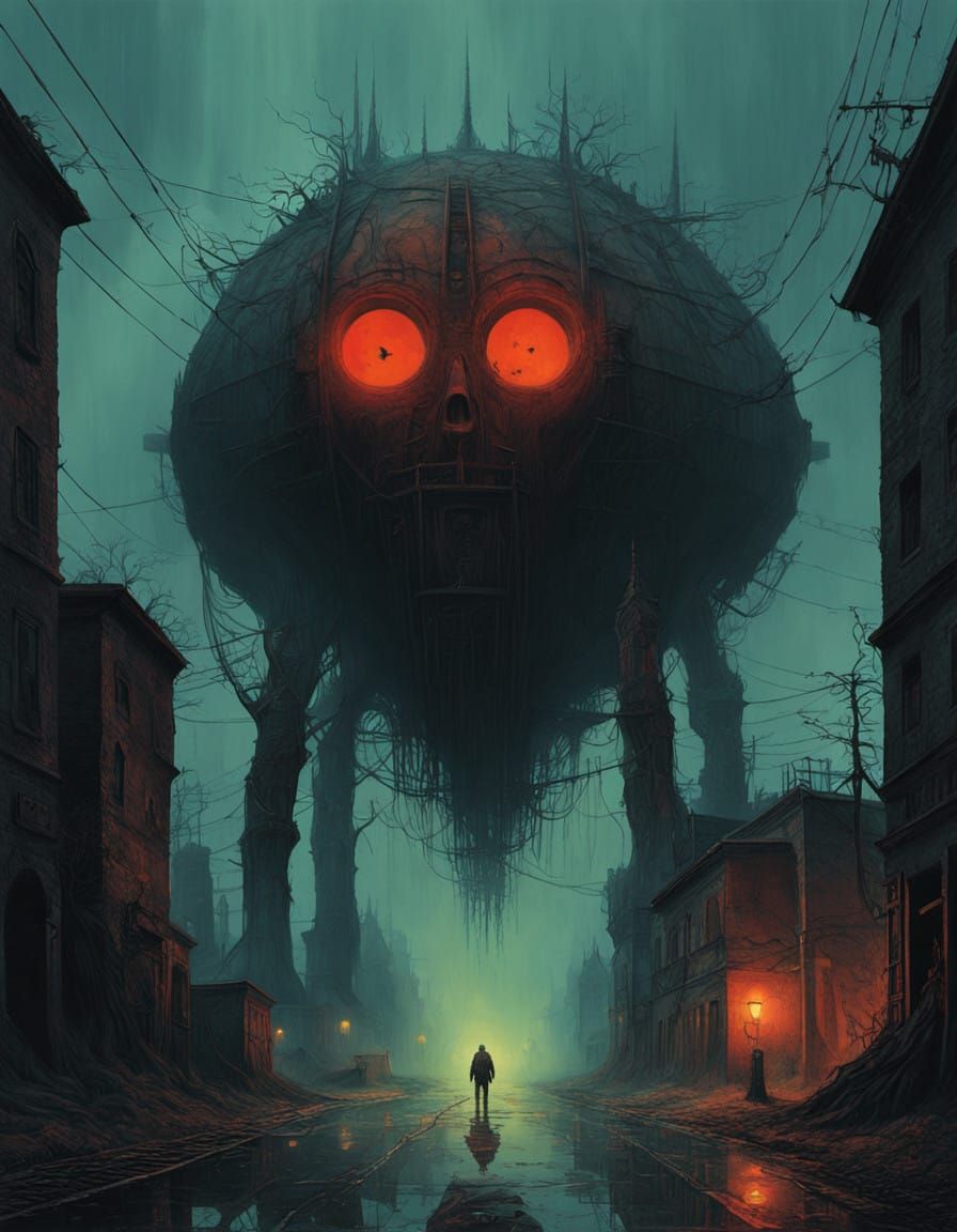 Ethereal Red Urban Spirit Emerge from Dark Alleys