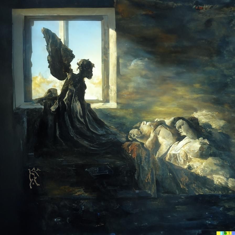 Renaissance Painting of Afterlife in Oil