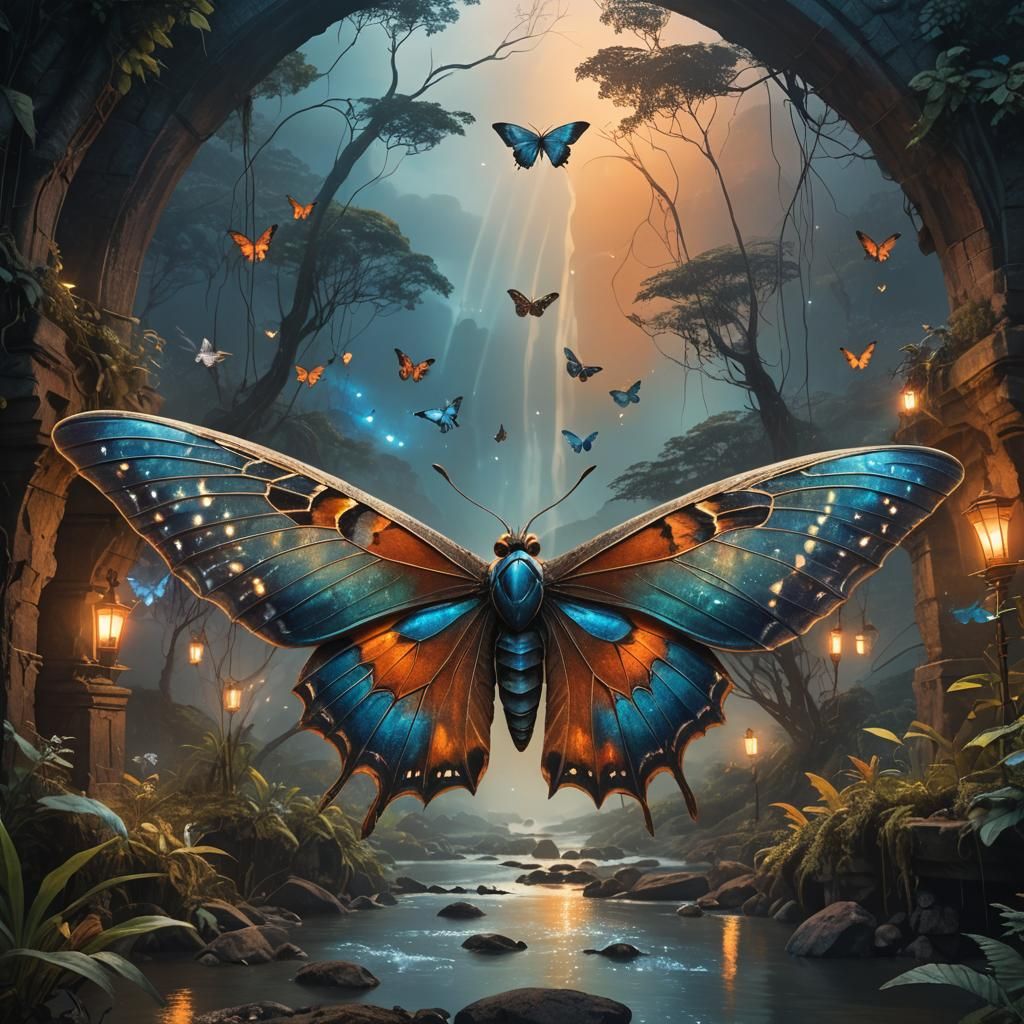 Giant Moth Bridge in Kenya: Fantasy Concept Art