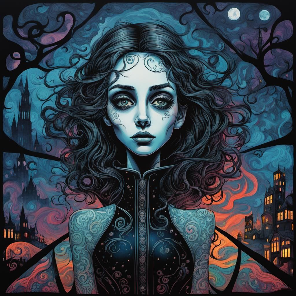 ""A WOMAN IN THE SHADOWS OF THE NIGHT" comix vorticism holog...