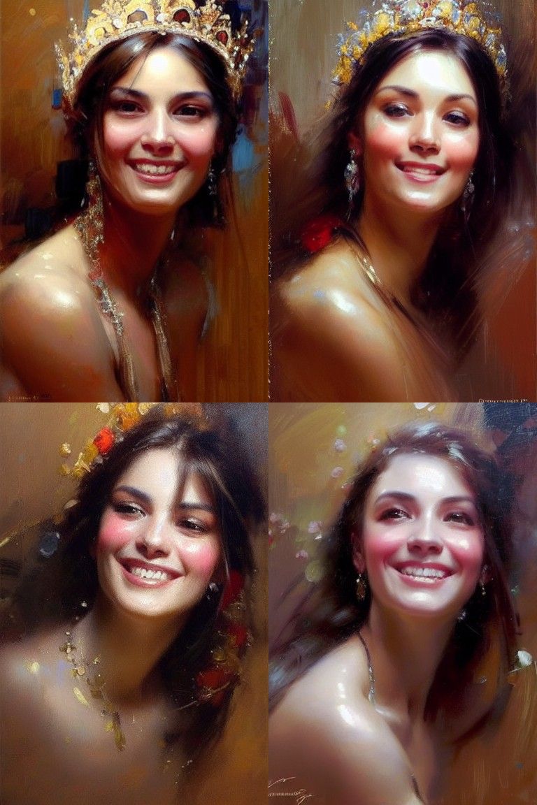 Brunette French Queen: Detailed Oil Painting