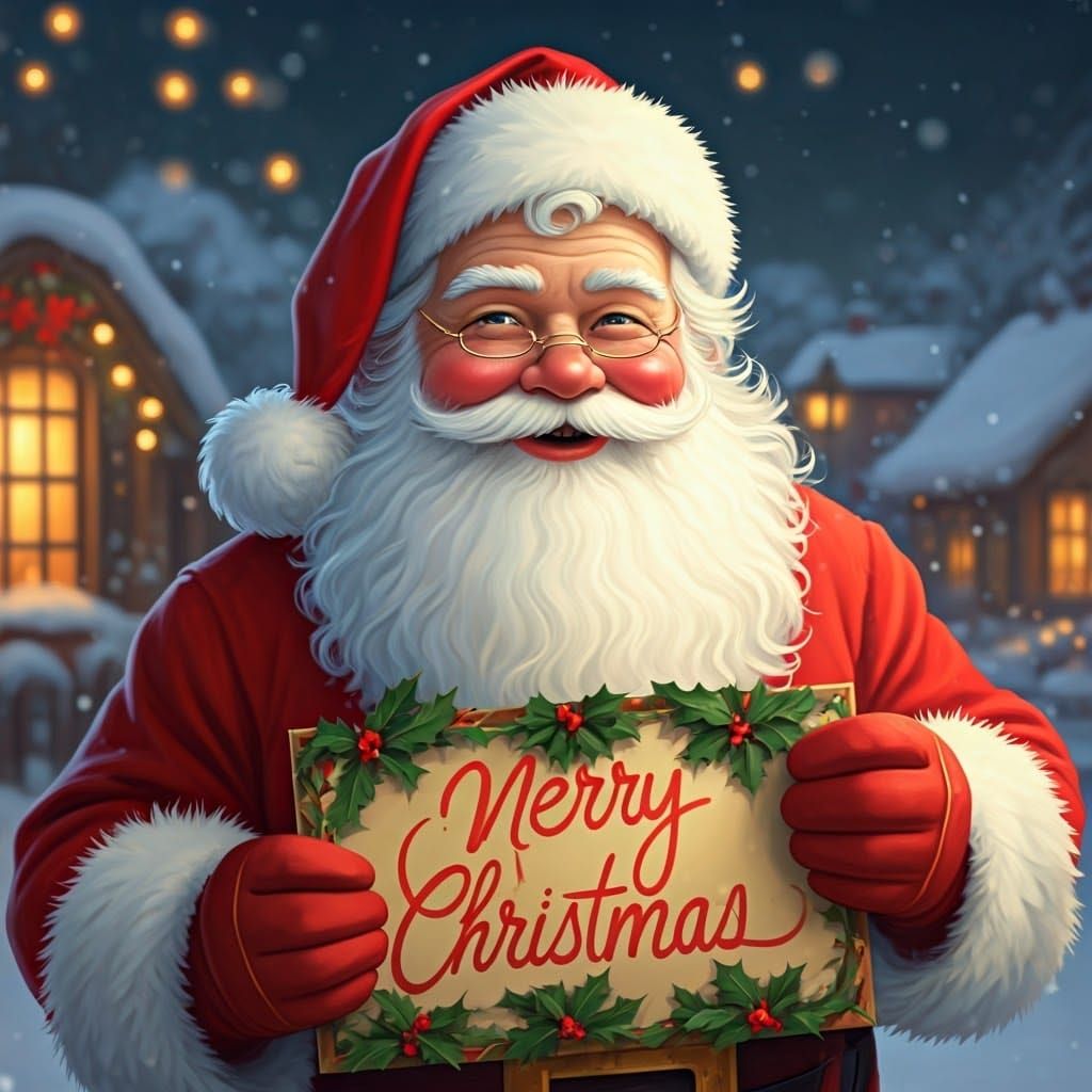 Festive Santa Claus in Vintage Christmas Scene