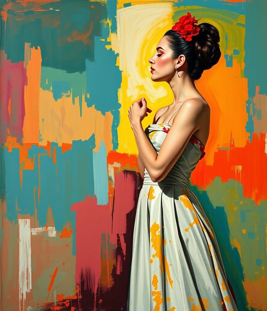 Abstract Kiss in Expressionist Style