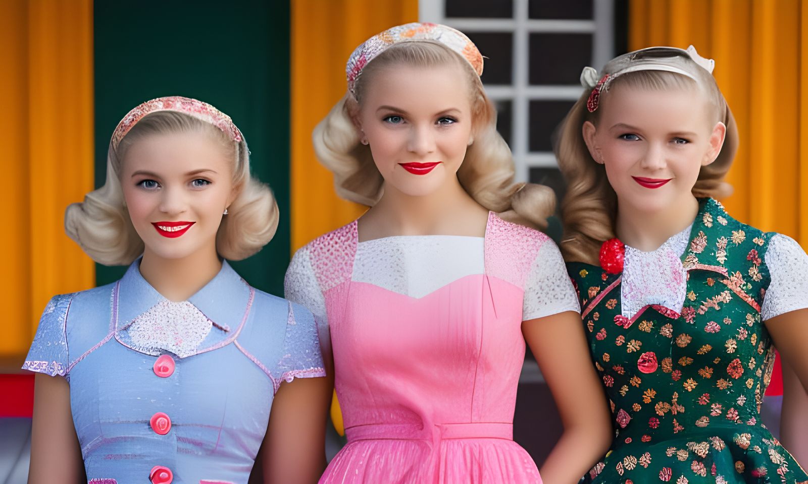 1950s Soda Shop Scene with Three Sisters