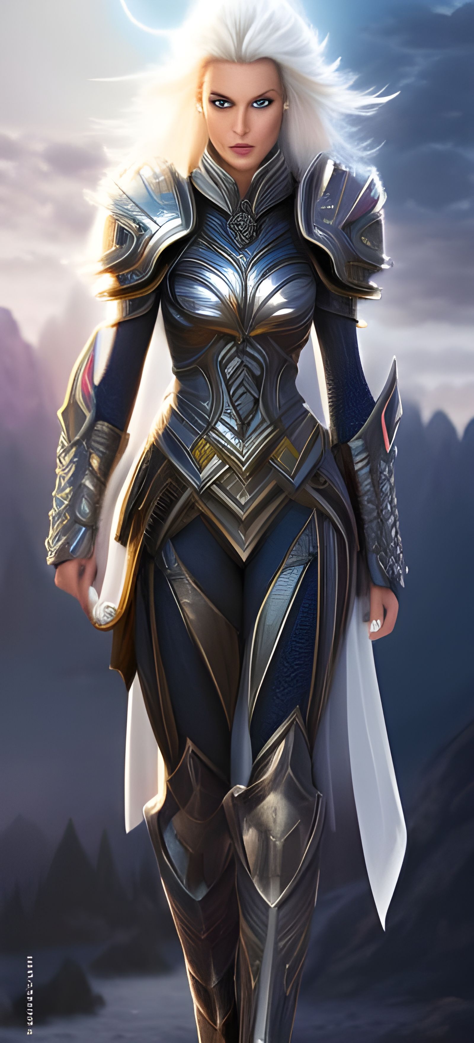 Detailed Space Battle Portrait of Golden Armored Goddess