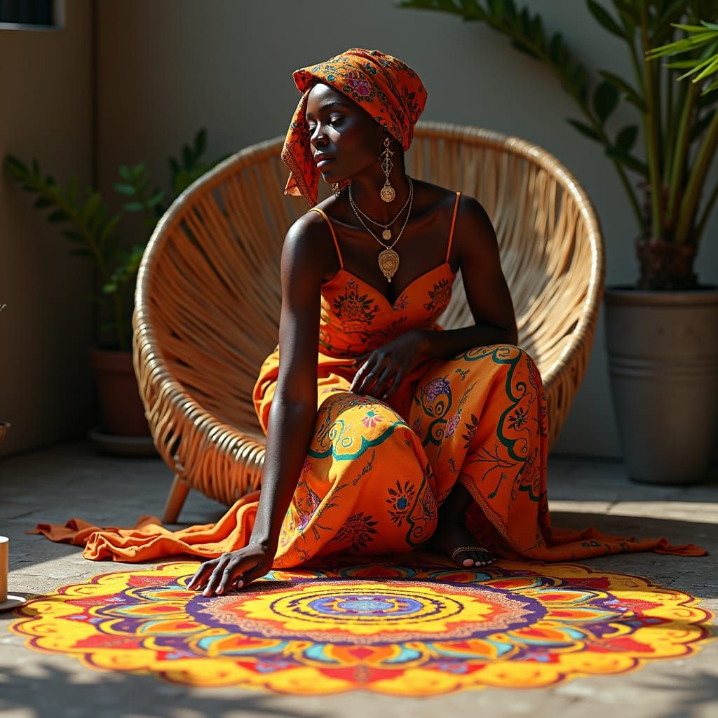 Mystical Voodoo Woman Painting Sacred Geometry