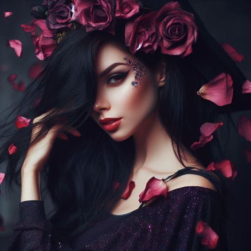 Beautiful Witch Portrait with Floral Accents