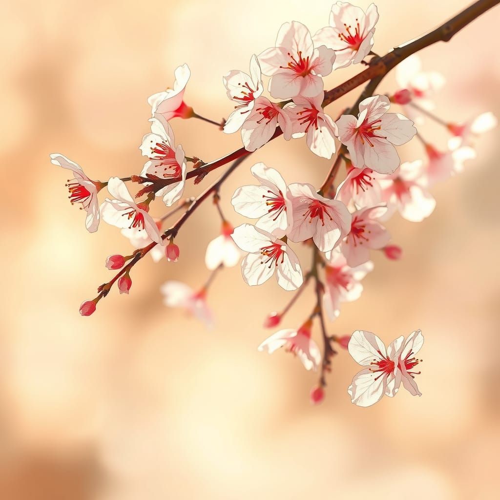 Sakura Branch in Dreamy Watercolor Style