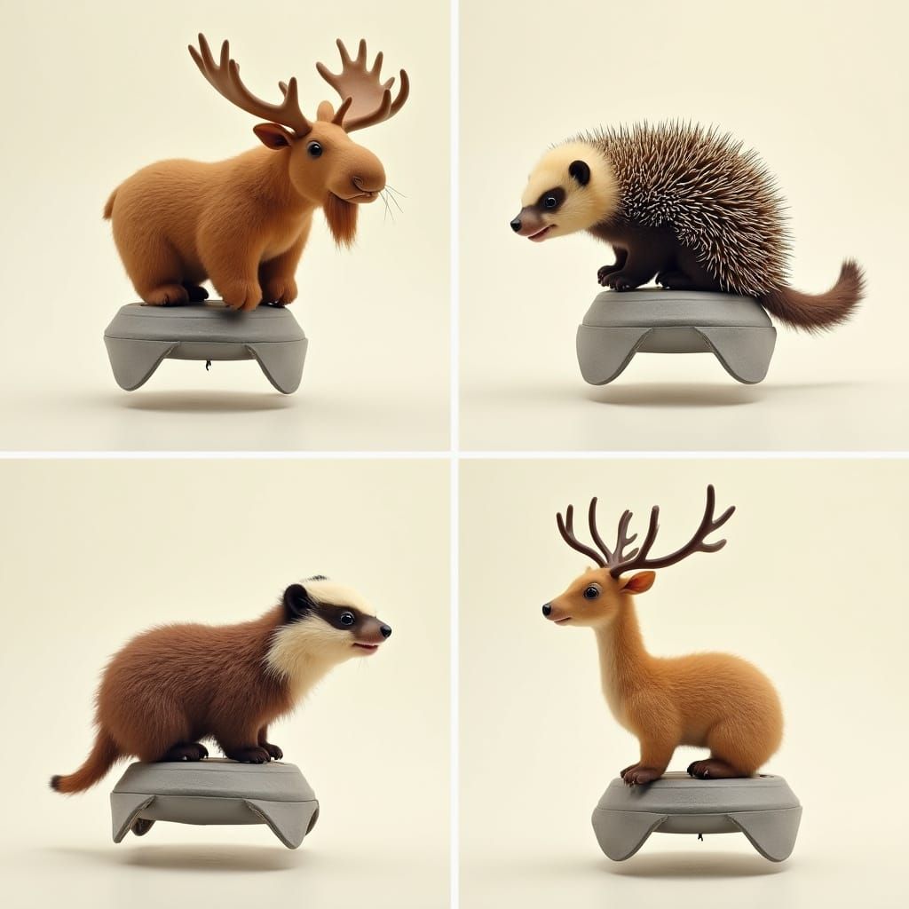 Adorable Spacehopper Animals in Vibrant Collage