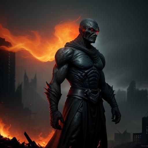 Towering Coal Creature in Dark Fantasy Landscape