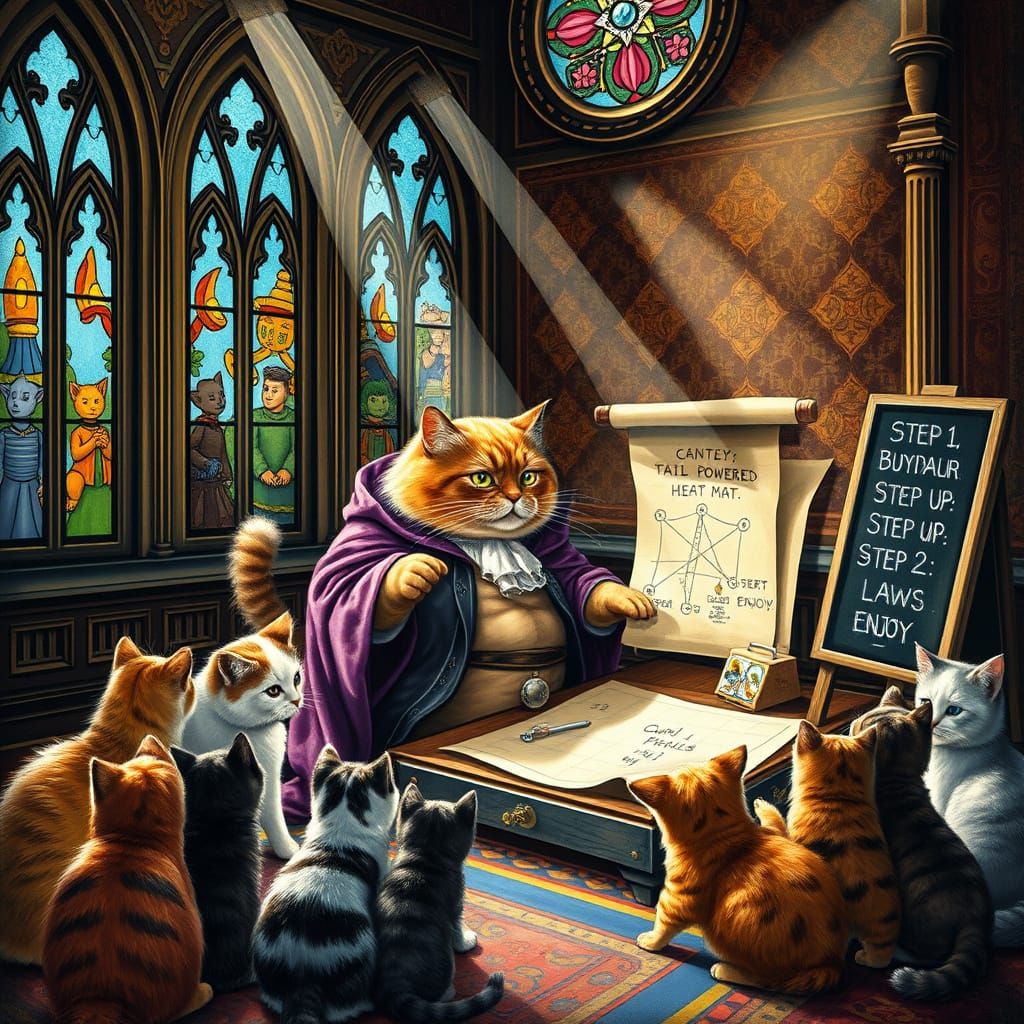 The inventor tries to explain his forthcoming invention - a tail powered heat mat