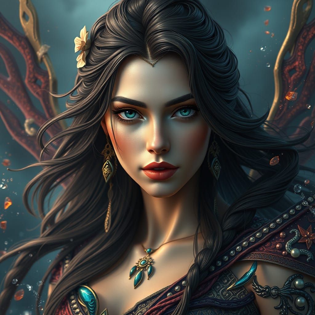 Ethereal Fantasy Goddess in Vibrant Colors