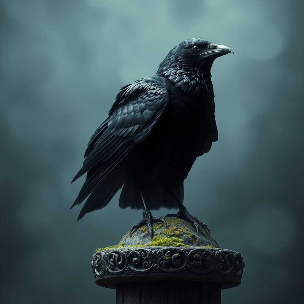 Mysterious Raven in Dark Cinematic Realism