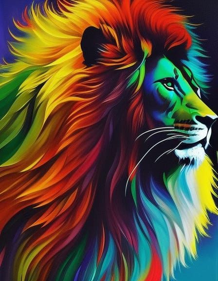 Lion in Pop Art Impasto Style