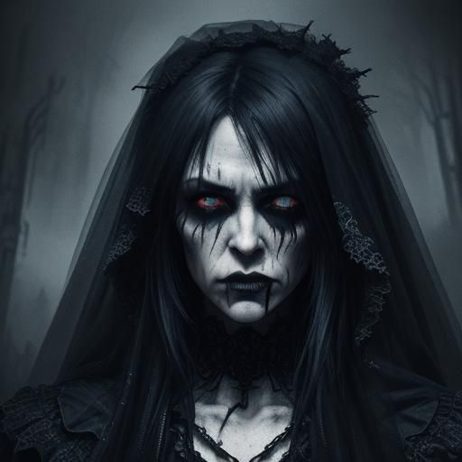 Gothic Dark Fantasy Portrait of an Angry Bride