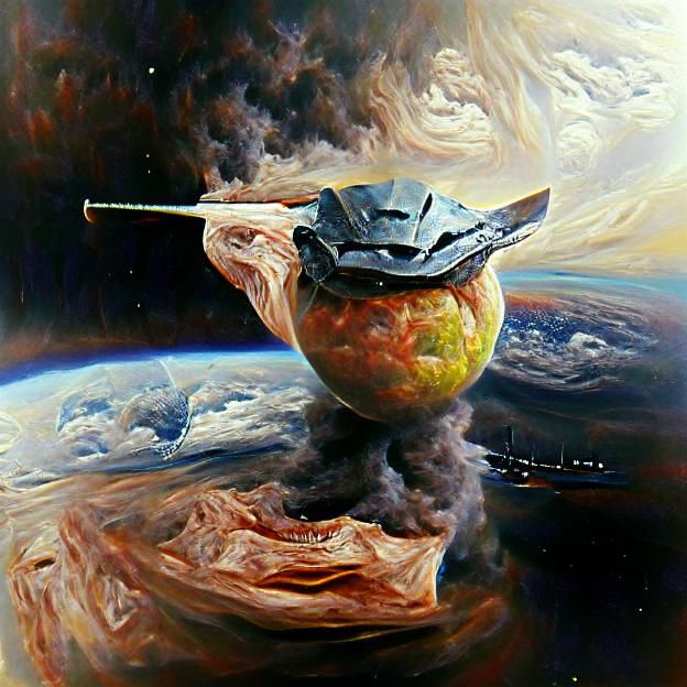 Planetary Destruction as Oil Painting