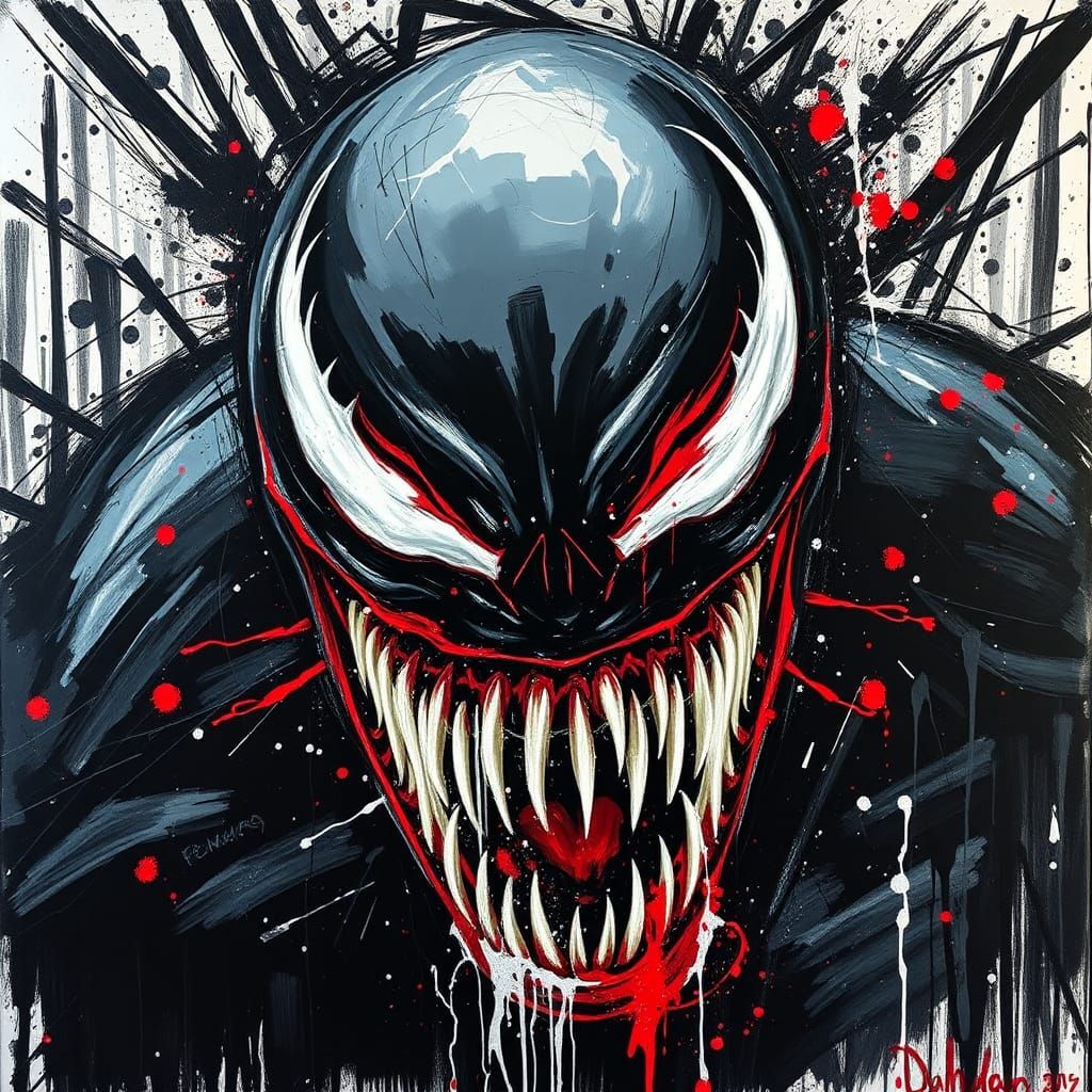 Venom Portrait in Neo-Expressionist Style
