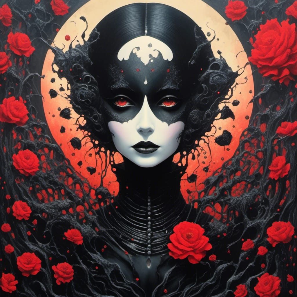 Creepy Cute Fairy Doll with Roses in Dark Fantasy