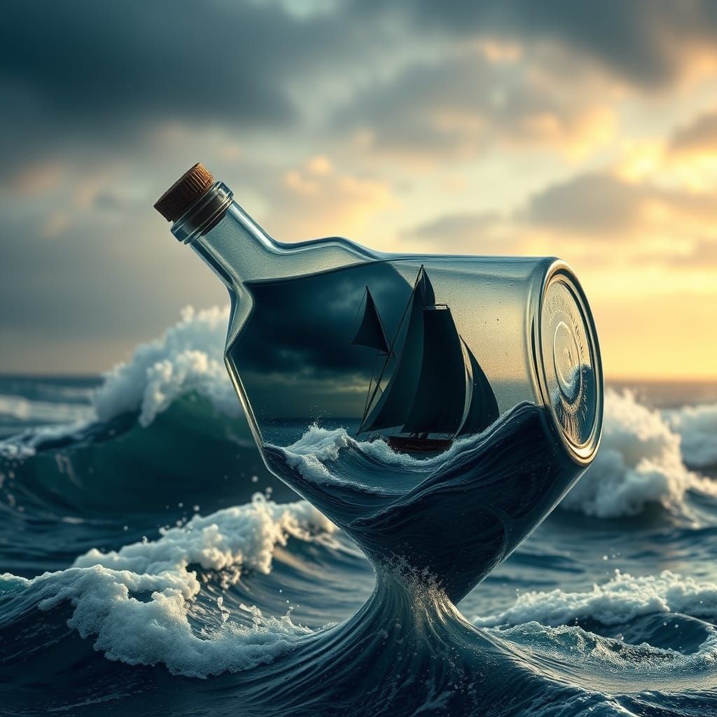 Surreal Storm in a Bottle: Infinite Seascape