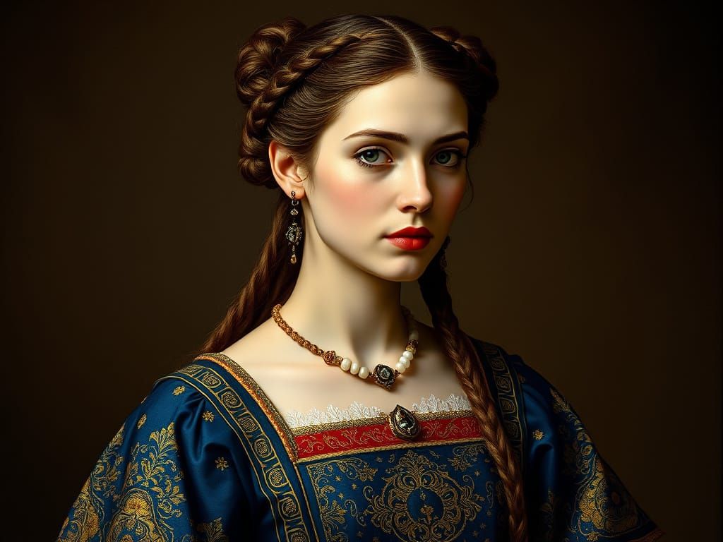 Elegant Noblewoman in 9th Century Carolingian Attire