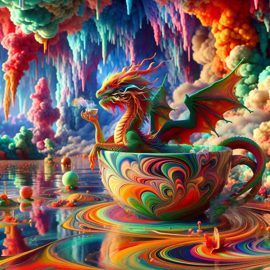 Vibrant Non-Newtonian Lake Creates Fire Fairy Dragon