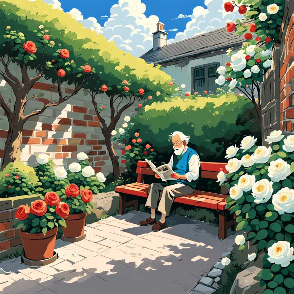 Hidden Garden in Studio Ghibli Anime Style