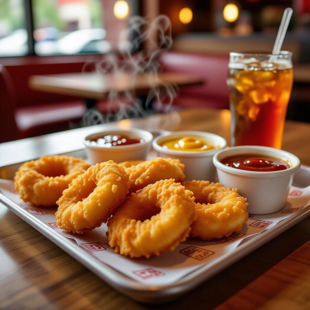 Crispy McNuggets with Dipping Sauces, Realistic Lighting