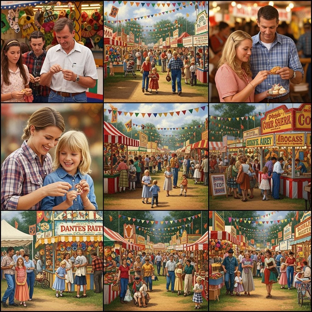 Country fairgrounds, lots of people