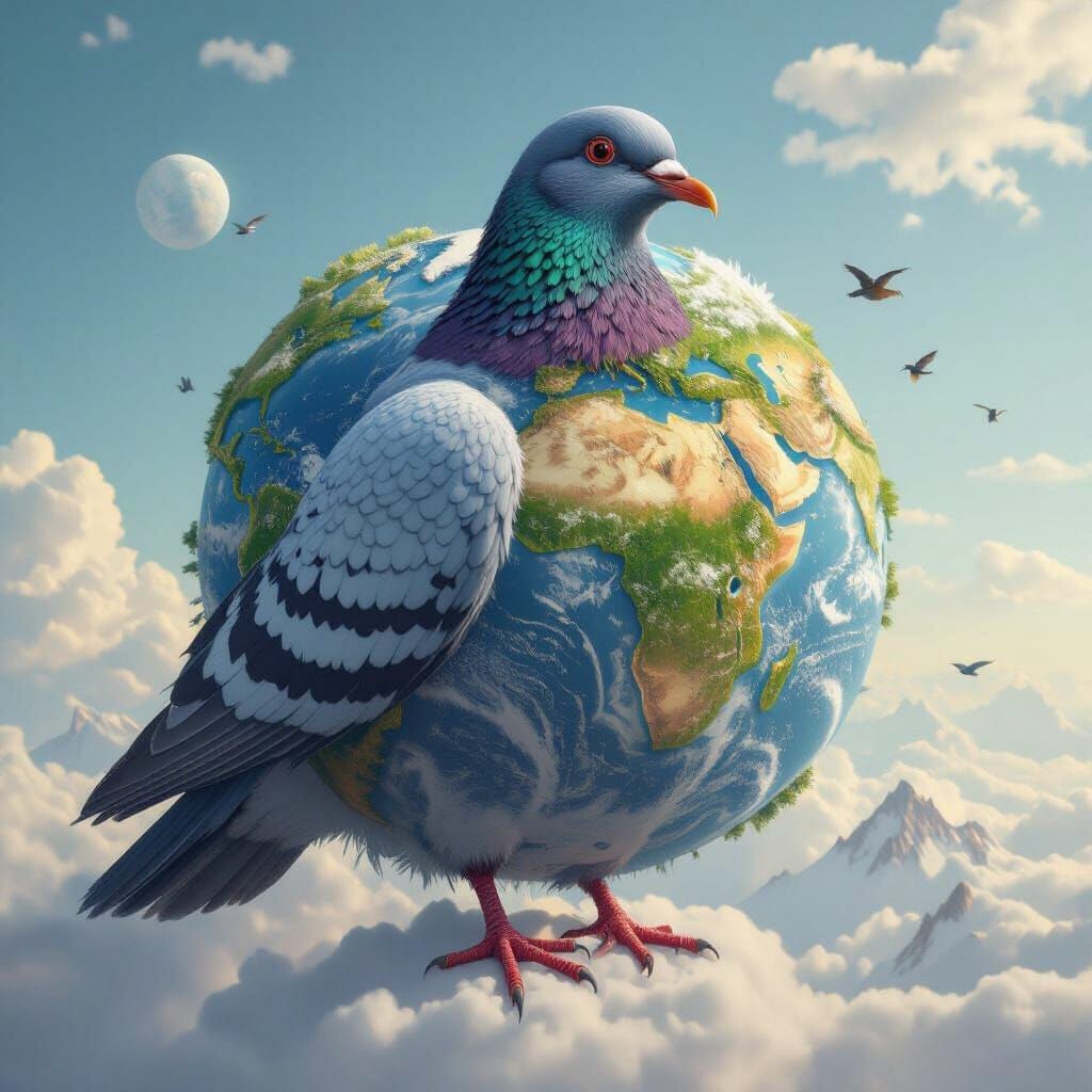 Pigeon Planet: Digital Art in Ash Thorp Style