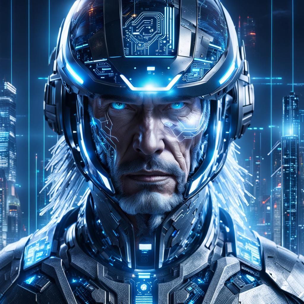 Futuristic Hologram Man in Cyberpunk Style