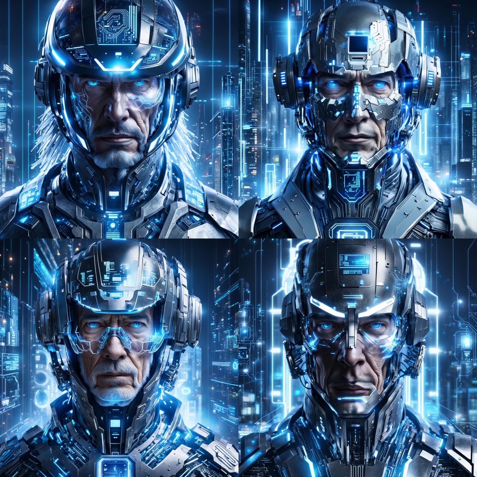 Hologram Man in Futuristic City, Technologic Style