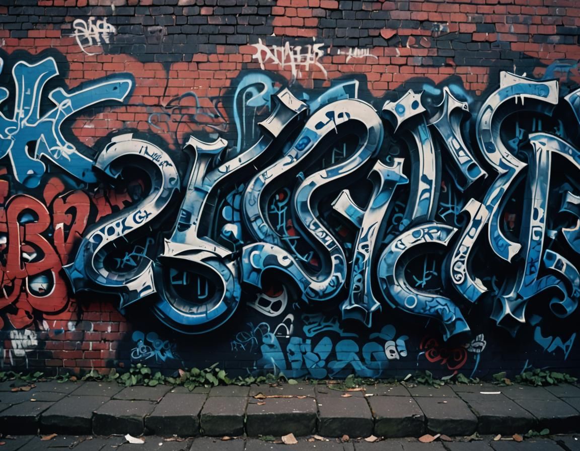 Dramatic Graffiti Wall in Film Noir Style