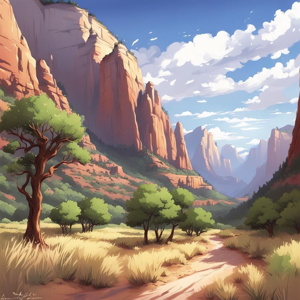 Zion Park in Anime Style