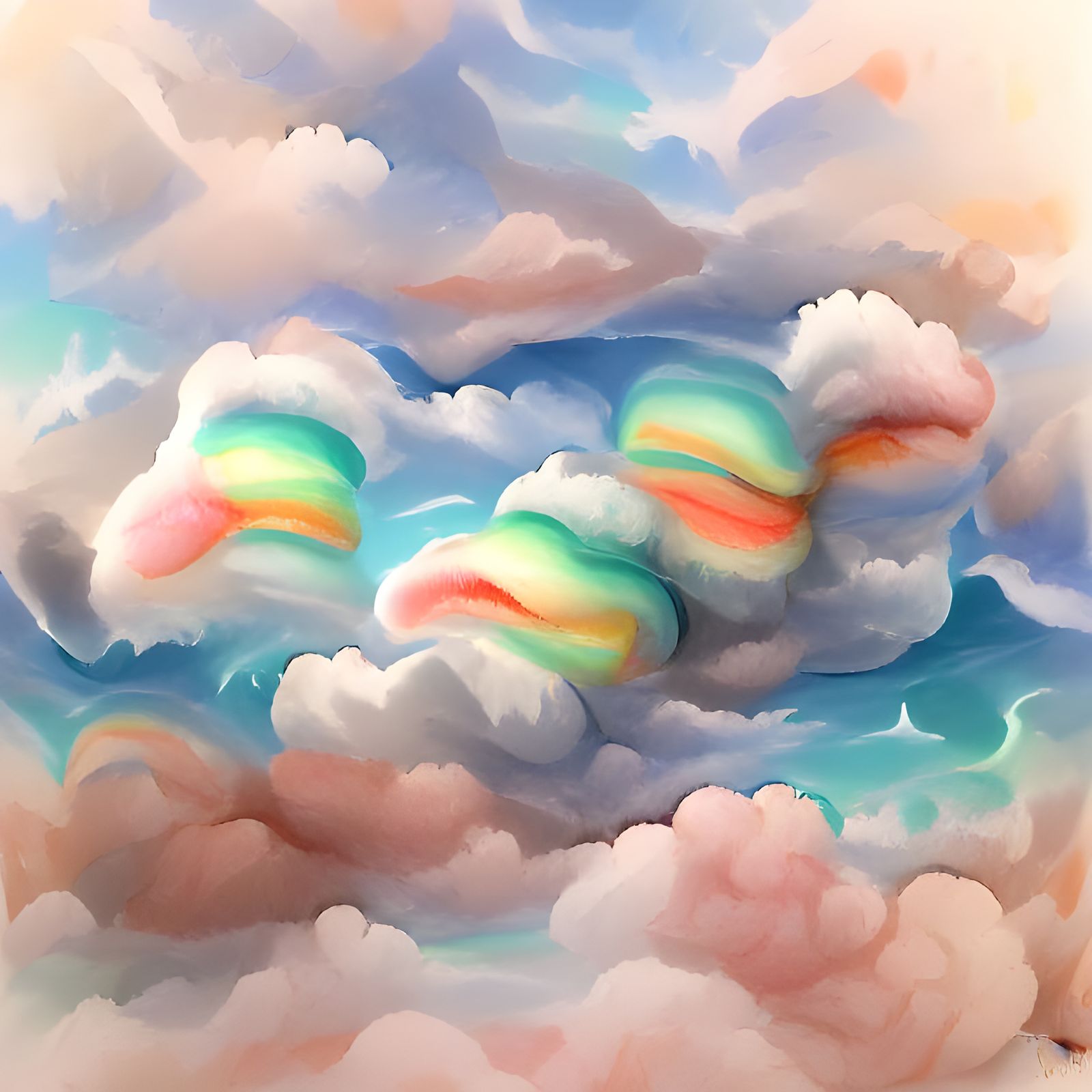 Dreamlike Rainbow Clouds in a Colorful Skyscape