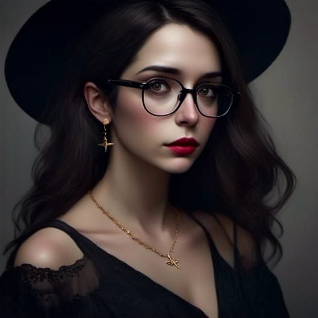 Hyperrealistic Portrait with Diamond Earrings and Red Lipsti...