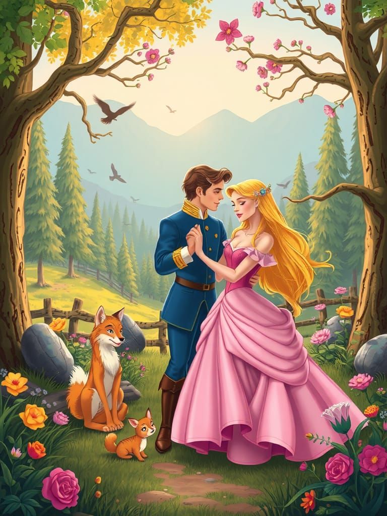 Sleeping Beauty and Prince Charming Dance in Woodland