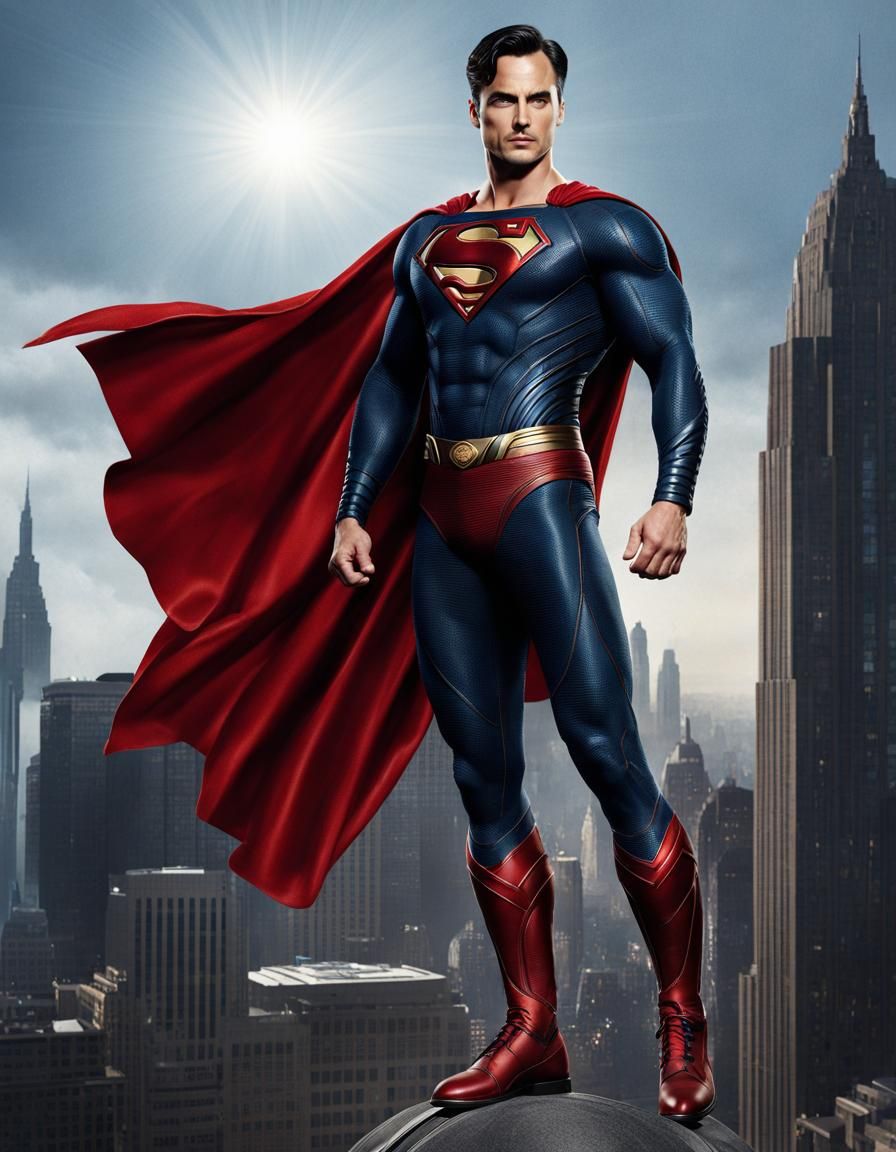 Hyperrealistic Superman in Metropolis