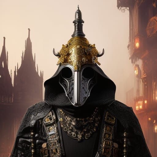 Dystopian Plague Doctor in Dark Academia Style