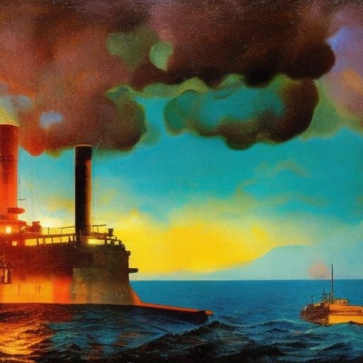 Ancient Greek Nuclear Submarine Underwater: Hyperrealistic 3...