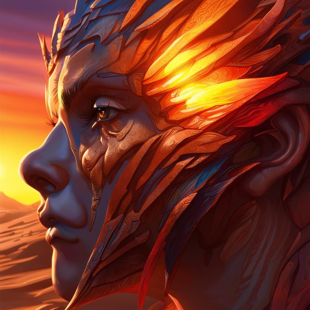 Hyperrealistic Desert Sunset Concept Art