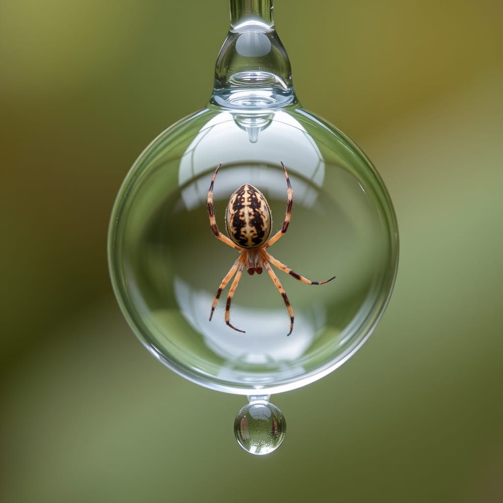 Delicate Water Bubble Home of a Tiny Spider