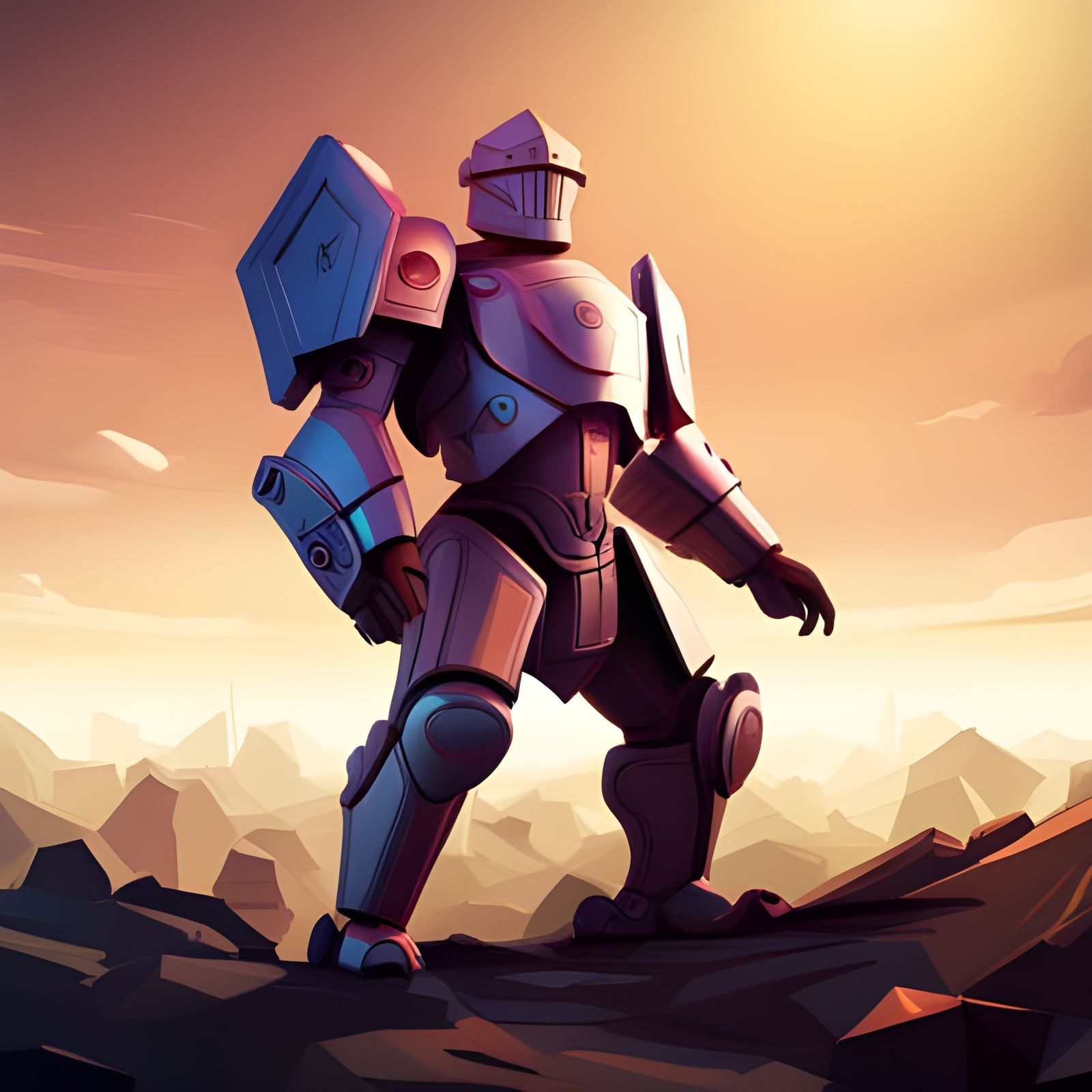 Futuristic Sci-Fi Knight on Mechanical Animal