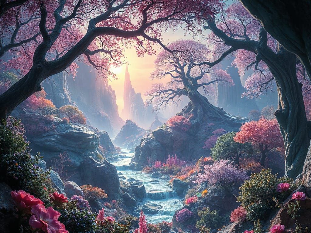 Ethereal Alien Planet: Crystalline Forests and Living Stone