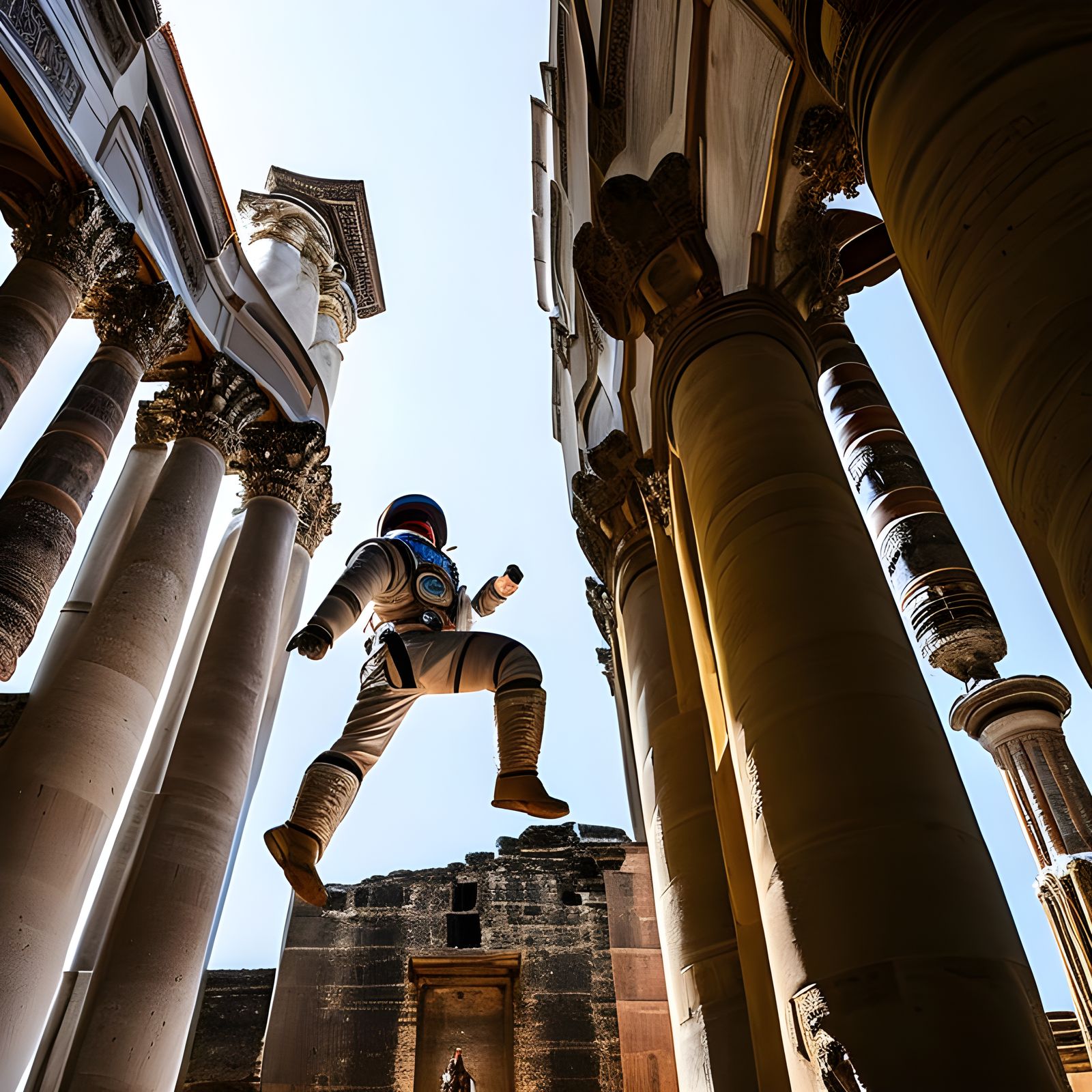 Astronaut in Ancient Rome Temple Photograph