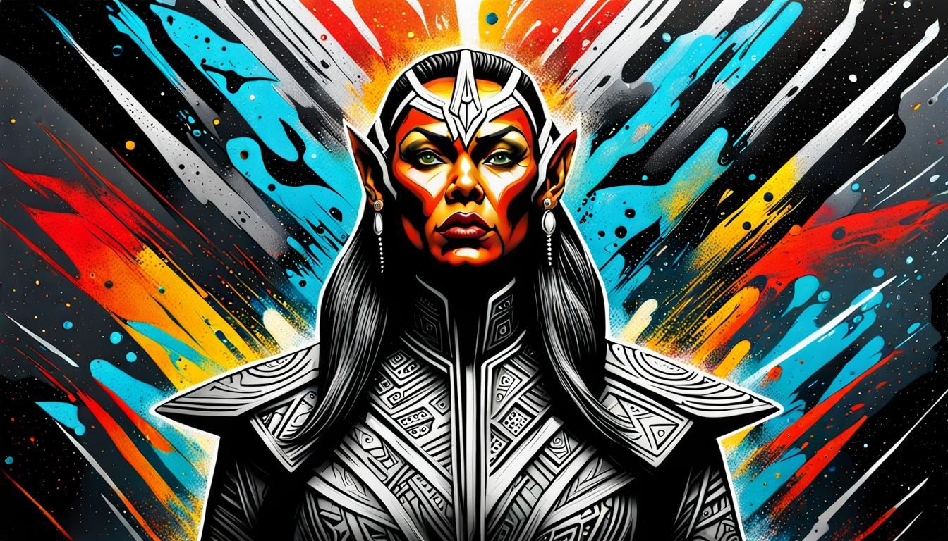 Klingon K'Ehleyr as Graffiti Art in 3D Render