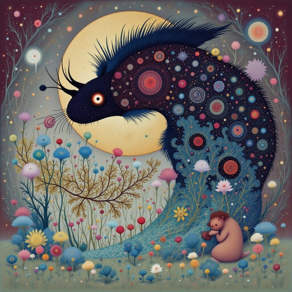 Abstract Cicada Song in Acrylic Gouache Style